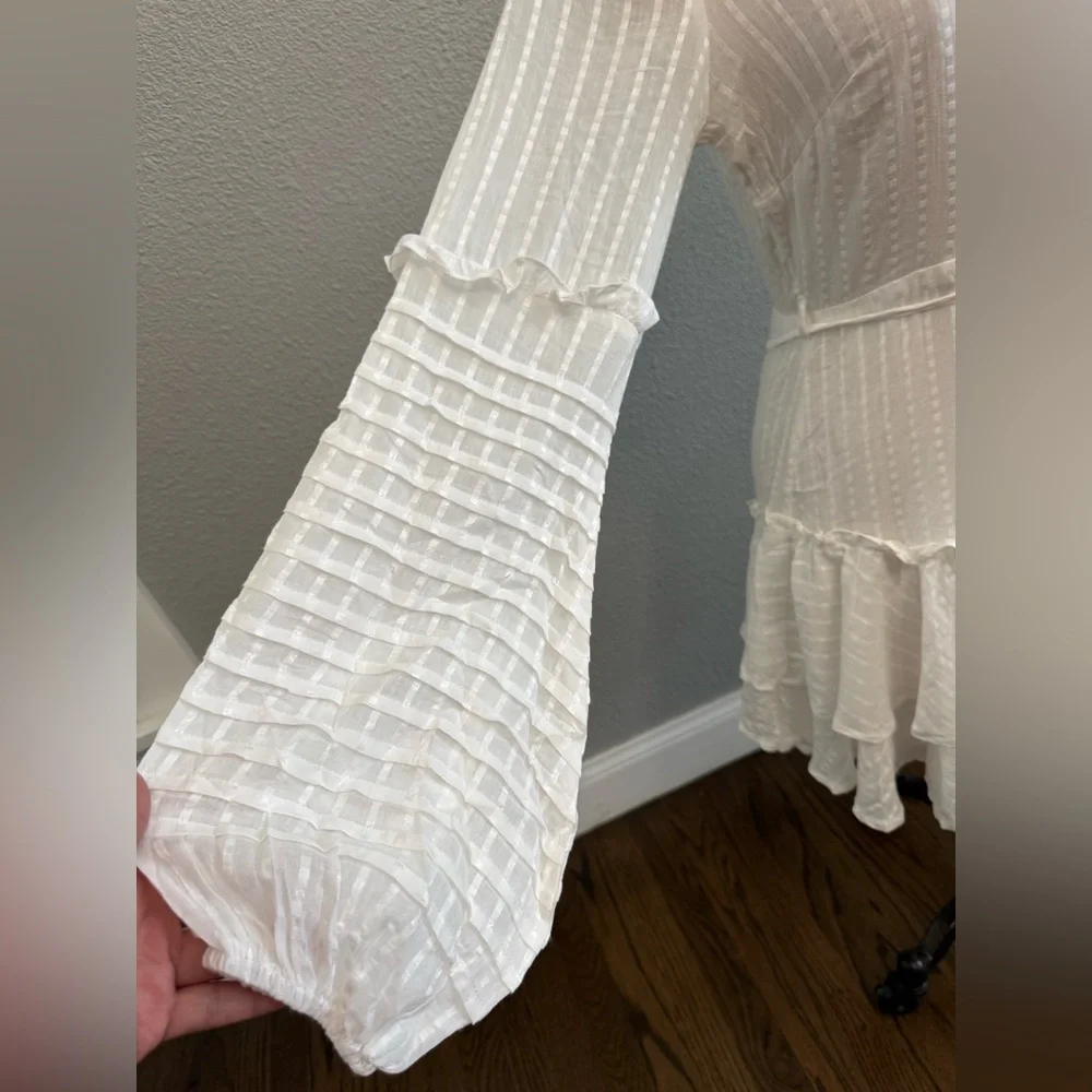 Balloon Sleeve Layered Ruffle‎ Hem Dress Size Small - Picture 7 of 9